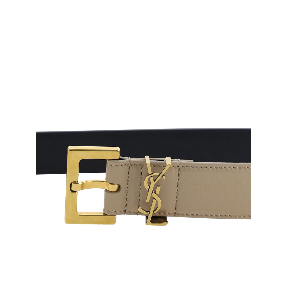 Saint Laurent 100% Calf Leather Bos Taurus belt in brown — view 3