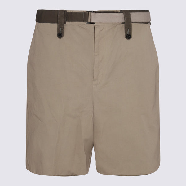 Sacai 100% Cotton shorts in beige