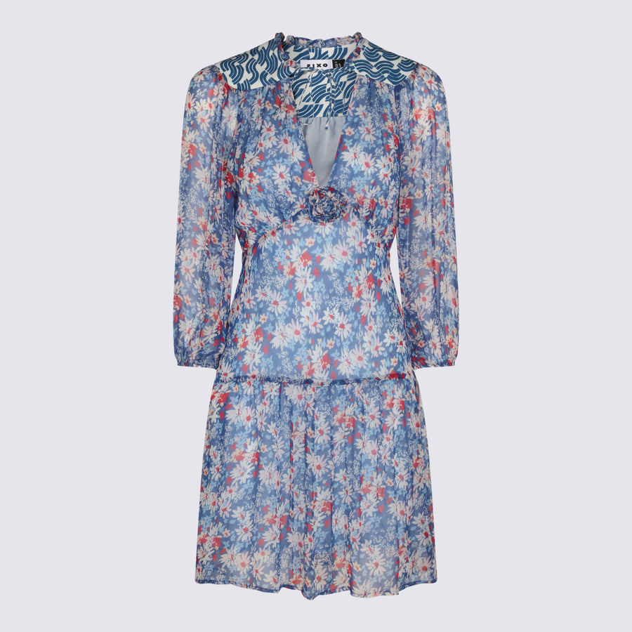 Rixo 100% Viscose dress in blue