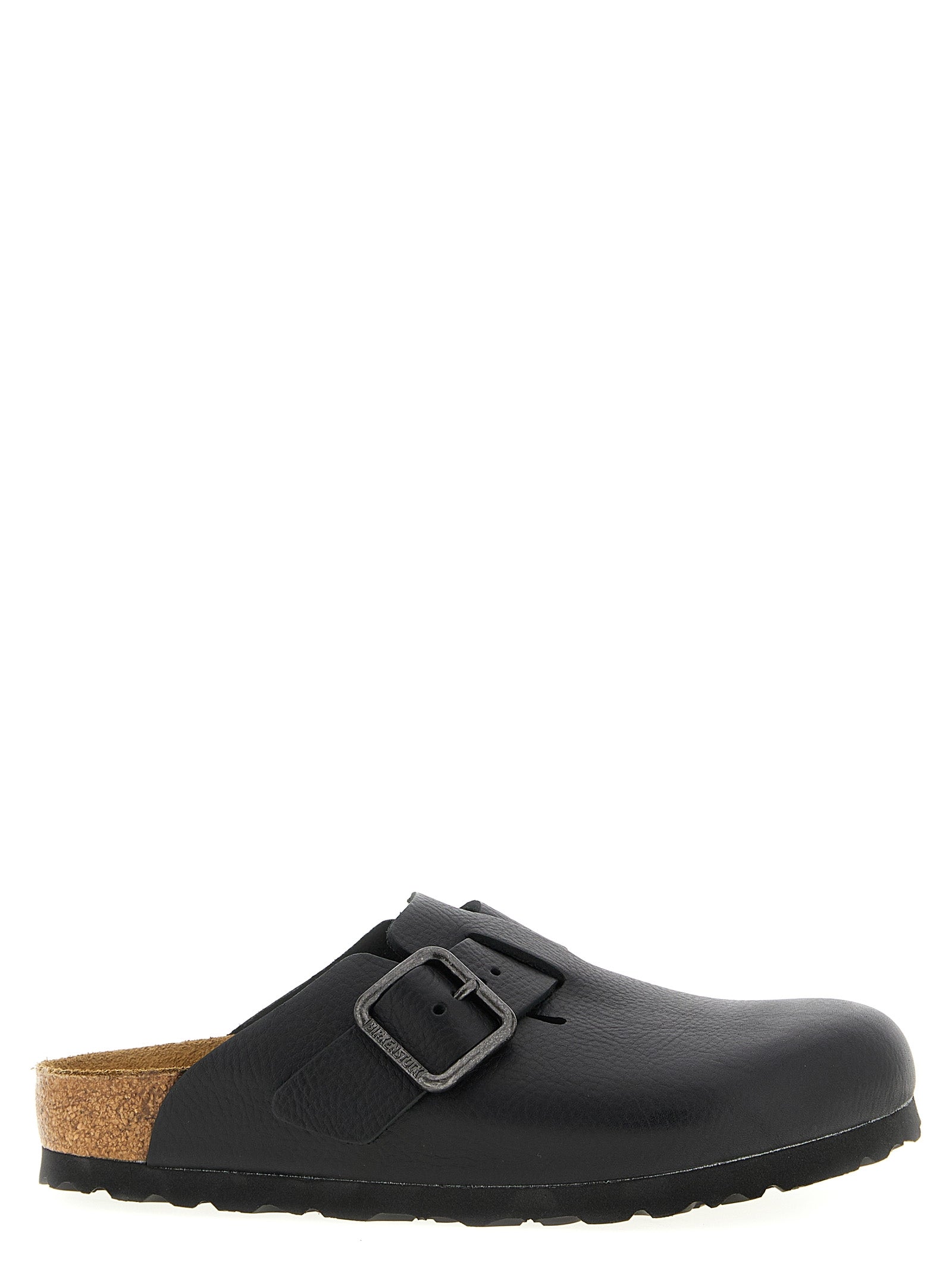Boston Wire Buckle sabots Black Calfskin Leather (bos Taurus) Flat Shoes