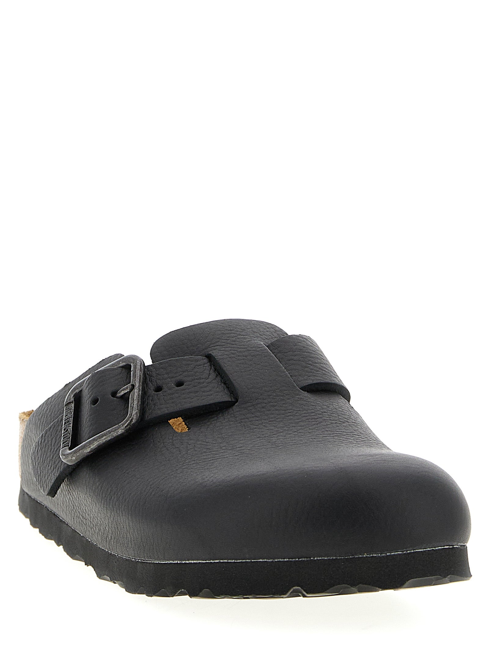 Boston Wire Buckle sabots Black Calfskin Leather (bos Taurus) Flat Shoes