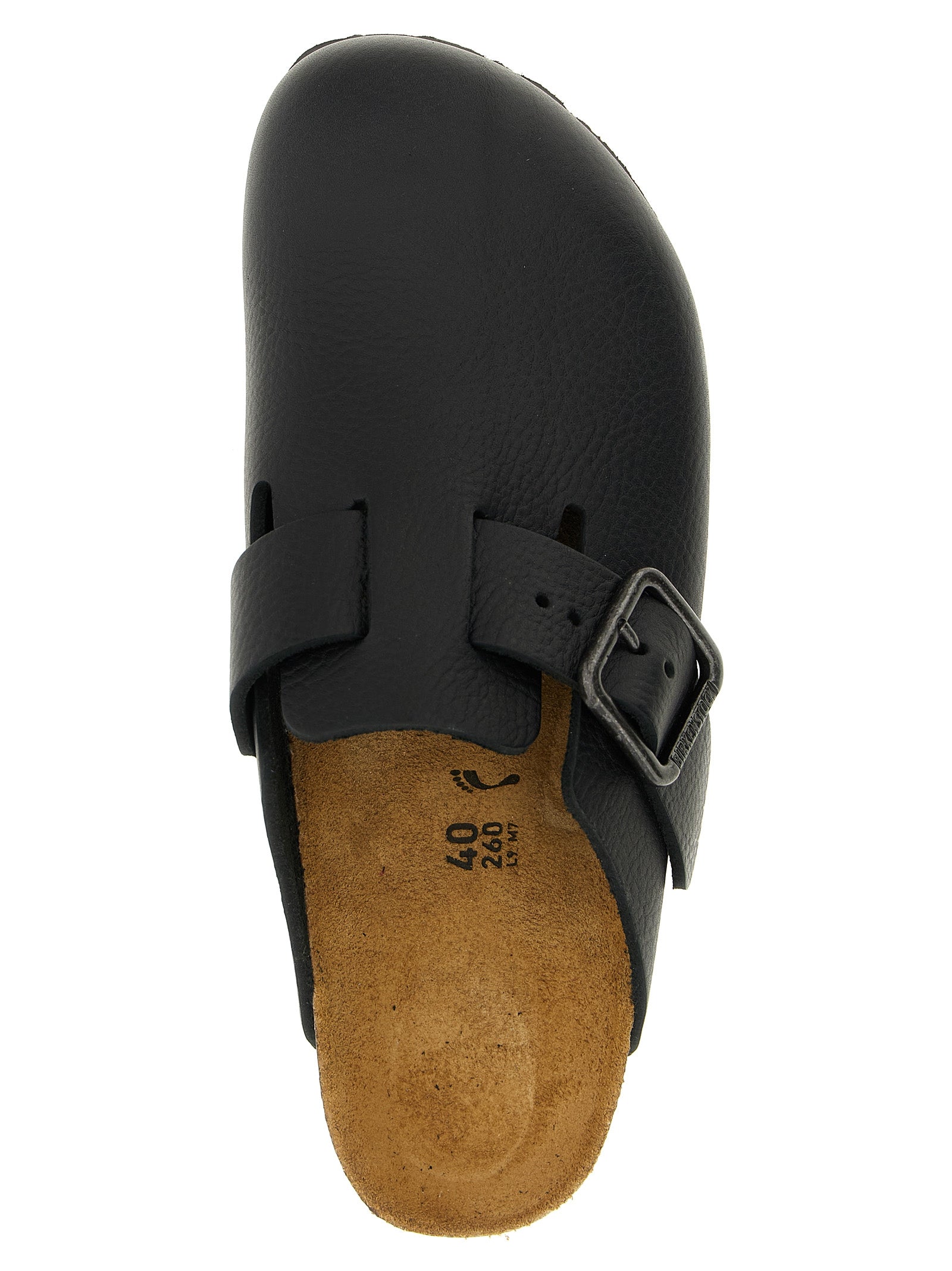 Boston Wire Buckle sabots Black Calfskin Leather (bos Taurus) Flat Shoes
