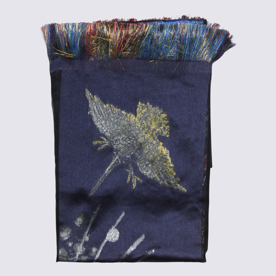 Alexander McQueen 63% Silk scarf in navy