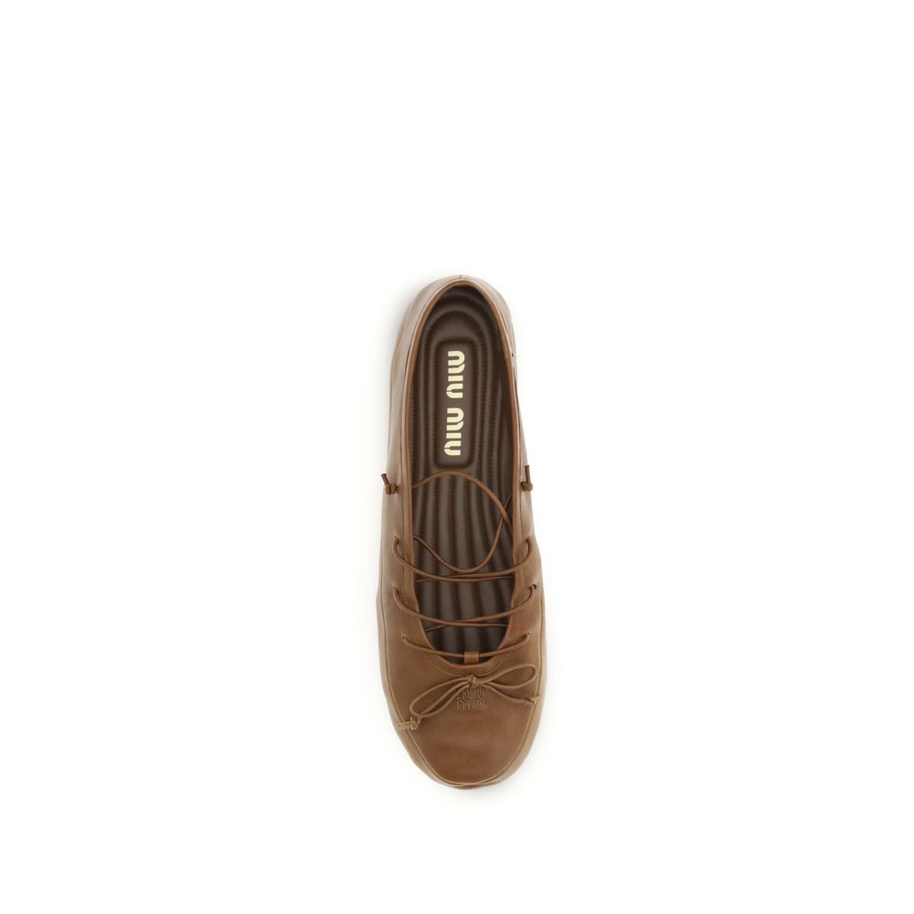 Miu Miu Upper: 100% Lamb Ovis Aries ballet flat in brown — view 4