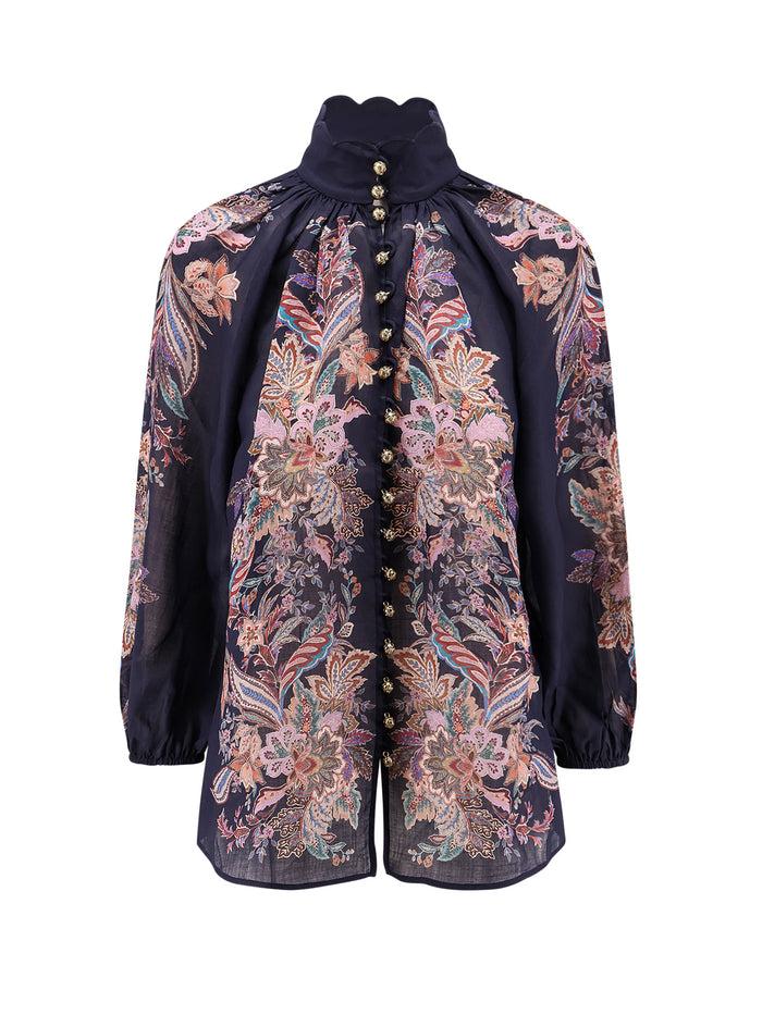 Zimmermann Shirts Navy Multi Paisley Ramie