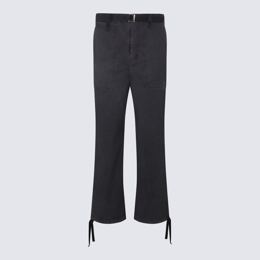 Sacai 100% cotton trousers in black