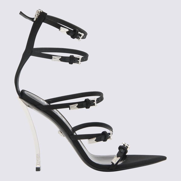 Versace Suede upper sandal heel in black