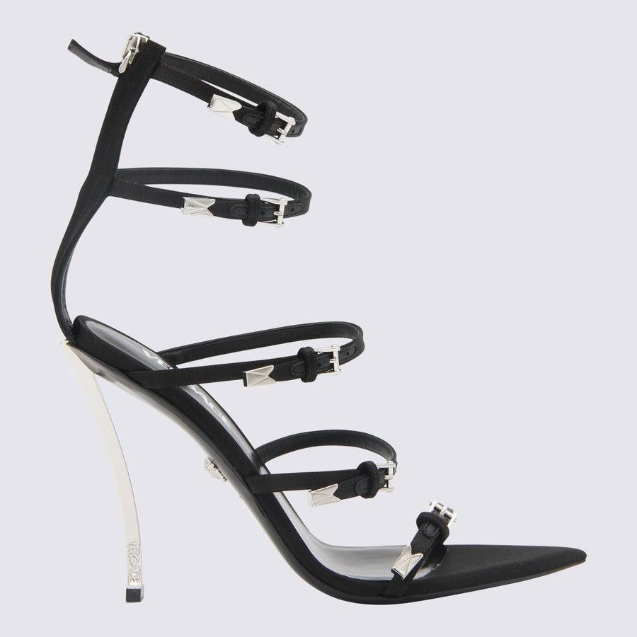 Versace Suede upper sandal heel in black