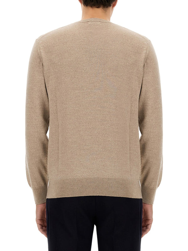 Jersey With Logo Beige Wool Jumpers