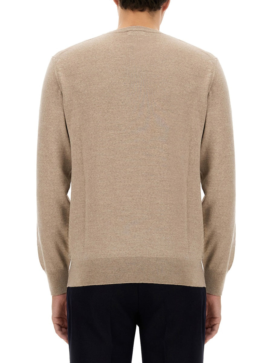 Jersey With Logo Beige Wool Jumpers