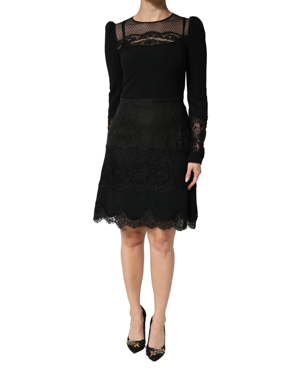 Dolce & Gabbana 29% Polyamide 23% Cotton 21% Acetate 20% Viscose 6% Polyester 1% Elastane dress in black
