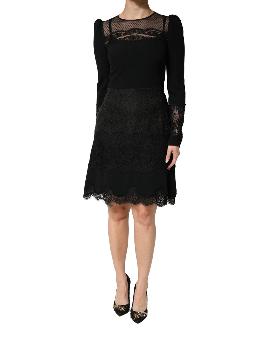 Dolce & Gabbana 29% Polyamide 23% Cotton 21% Acetate 20% Viscose 6% Polyester 1% Elastane dress in black