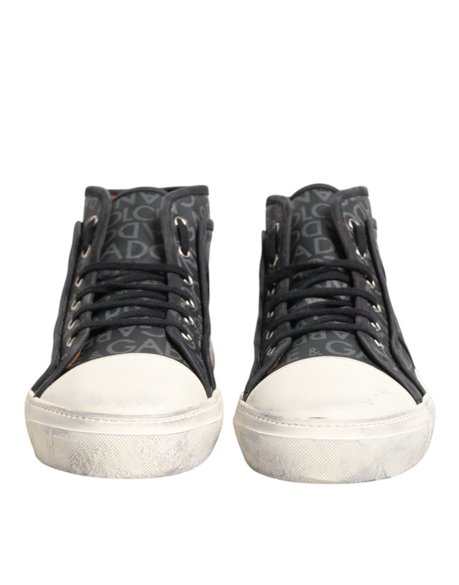 Dolce & Gabbana Canvas upper with leather trim sneaker in black