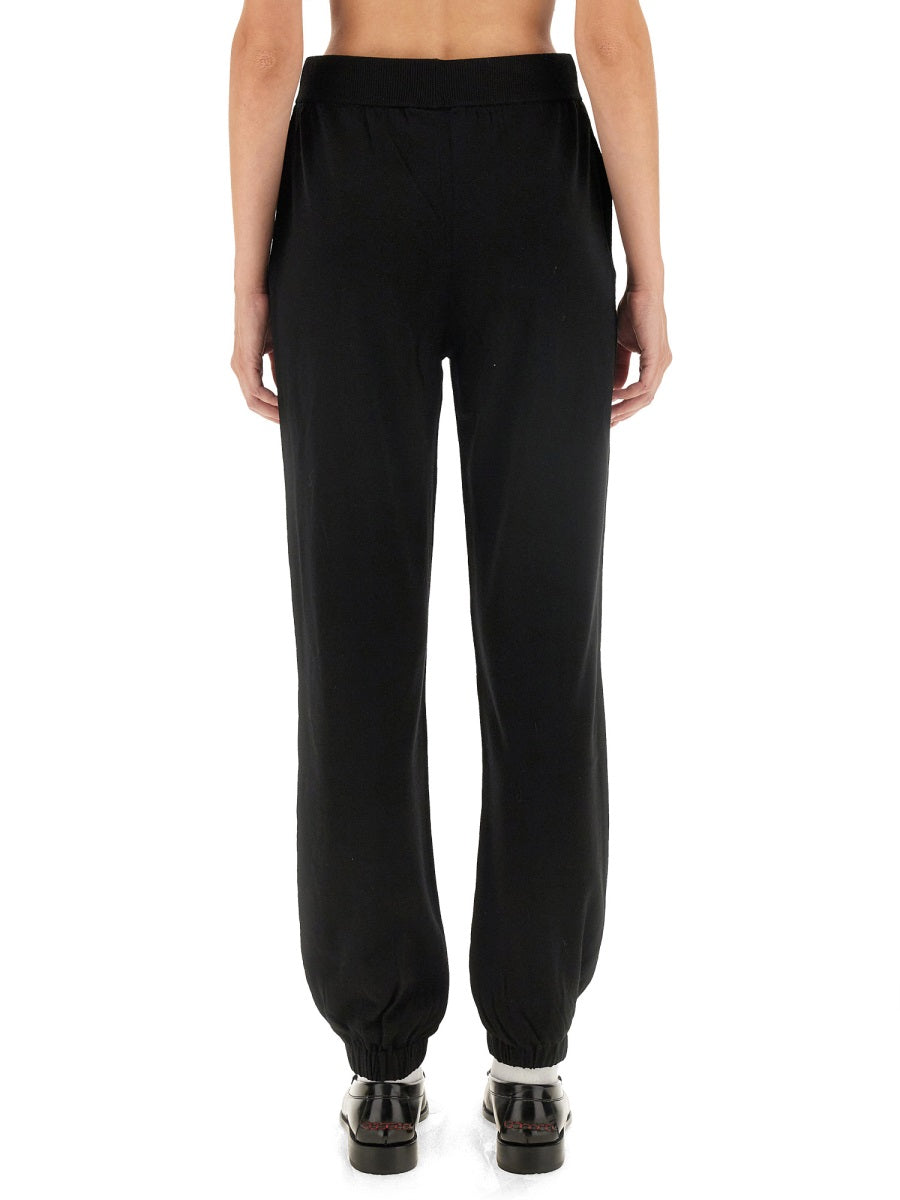Jogging Pants With Logo Black Virgin Wool Track