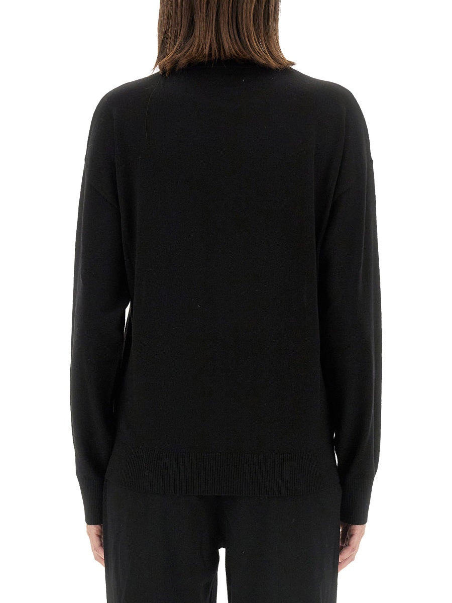 Jersey With Logo Black Virgin Wool Jumpers