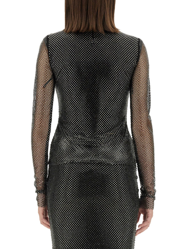 Top Valdai Black Fabric Viscose Tops