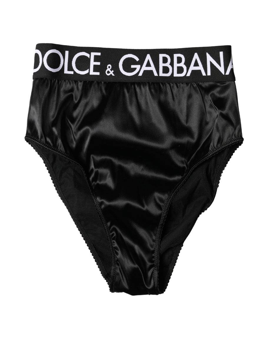 Dolce & Gabbana 65% Acetate high-waist brief in black