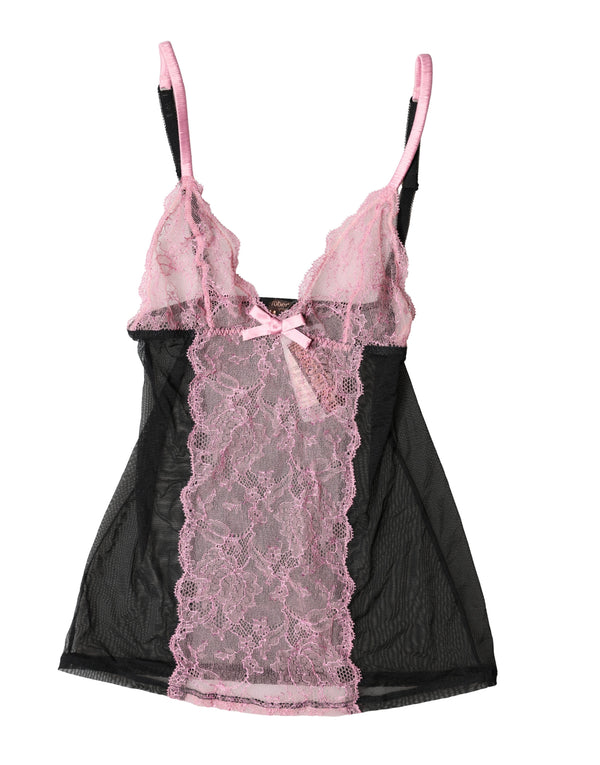 Roberto Cavalli 68% Nylon lingerie tank in black