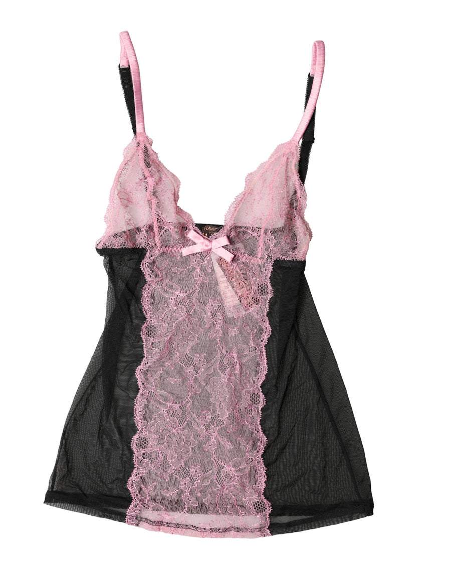 Roberto Cavalli 68% Nylon lingerie tank in black