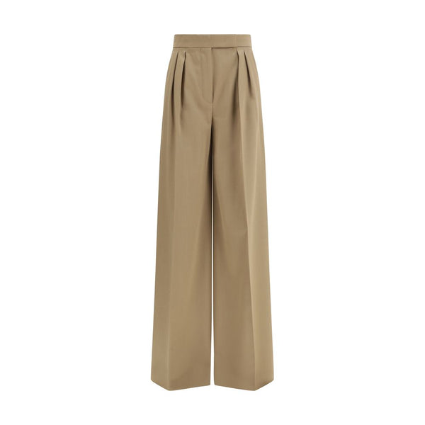 Max Mara 100% Fleece Wool trousers in beige