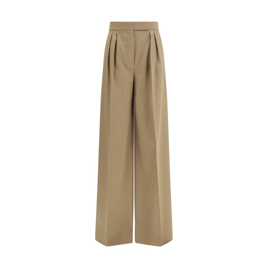 Max Mara 100% Fleece Wool trousers in beige