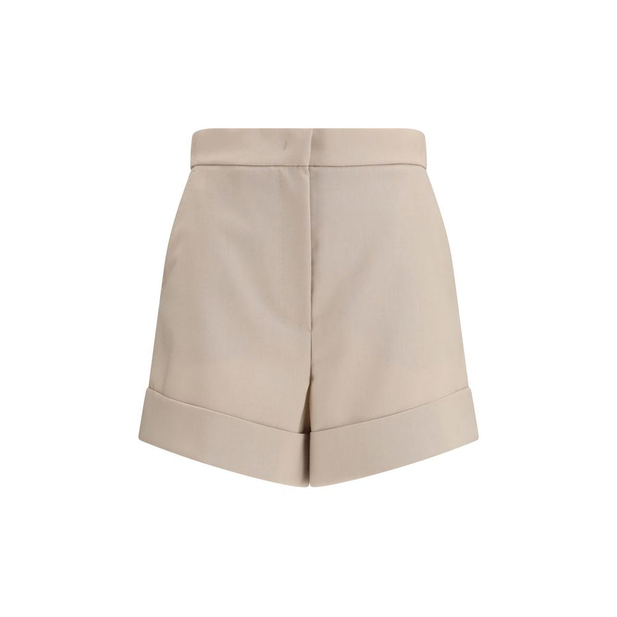Max Mara 71% Fleece Wool bermuda shorts in beige