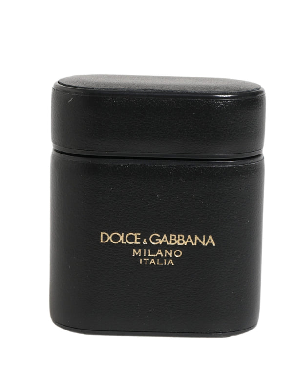 Dolce & Gabbana 100% Calf Leather airpods case in black