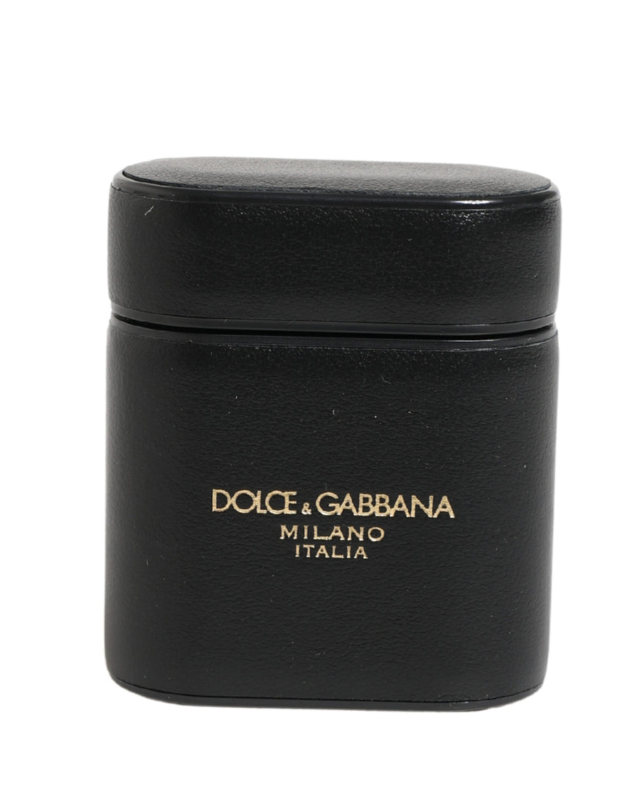 Dolce & Gabbana 100% Calf Leather airpods case in black