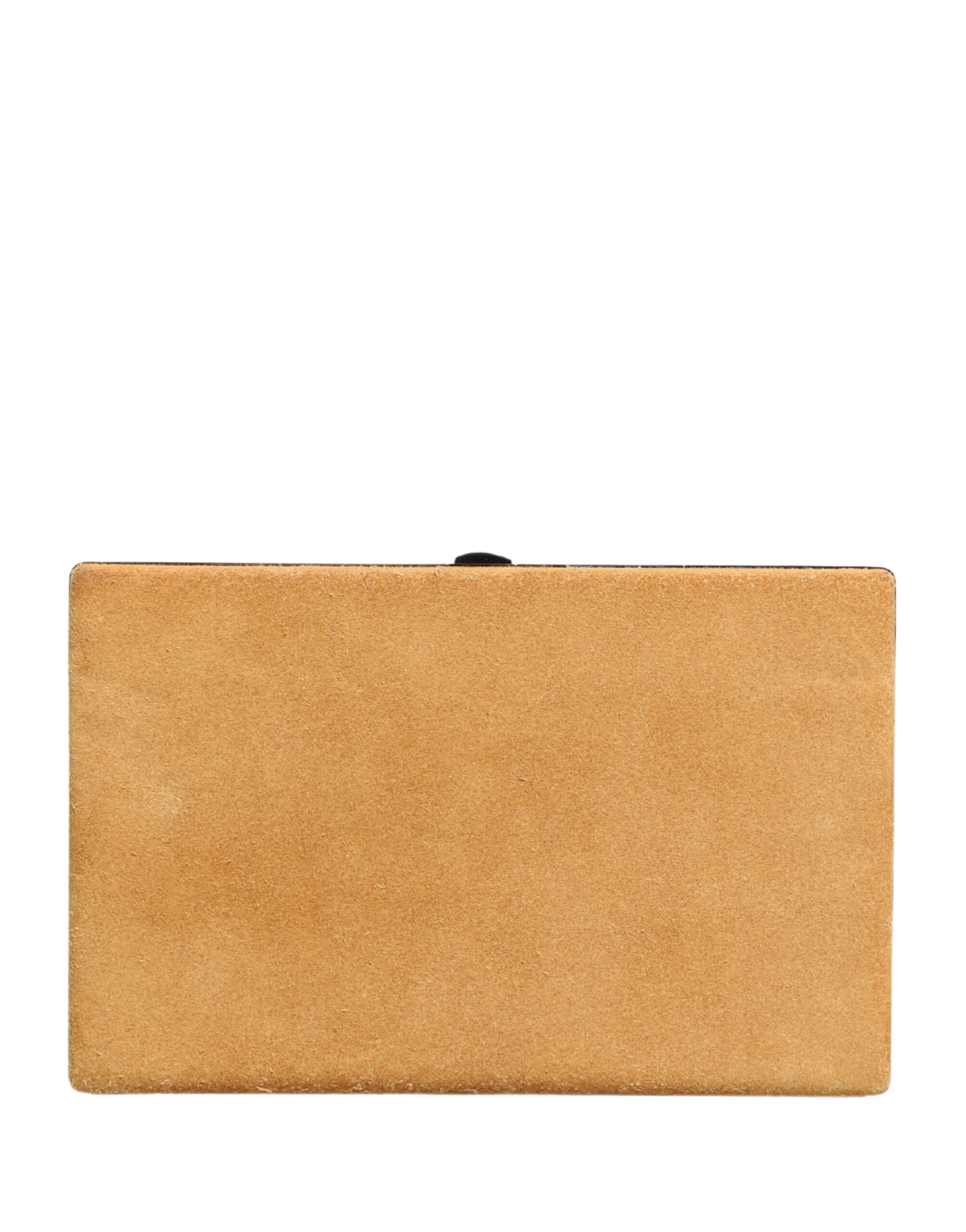 Beige Velvet Calf Leather Clutch Evening Women Purse Bag Aluminium