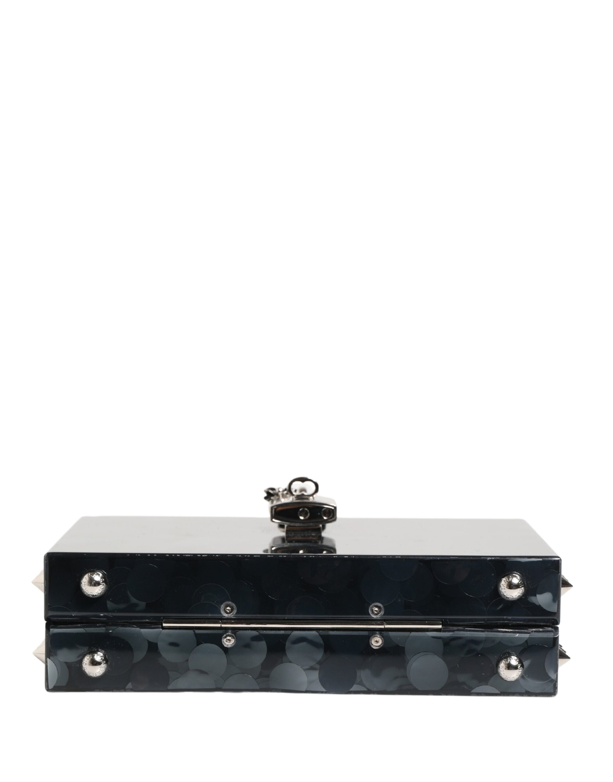 Black Acrylic Plexiglass Studded Dolce Box Clutch Bag