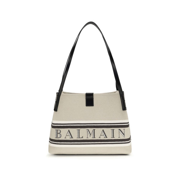 Balmain 86% Cotton shoulder bag in beige