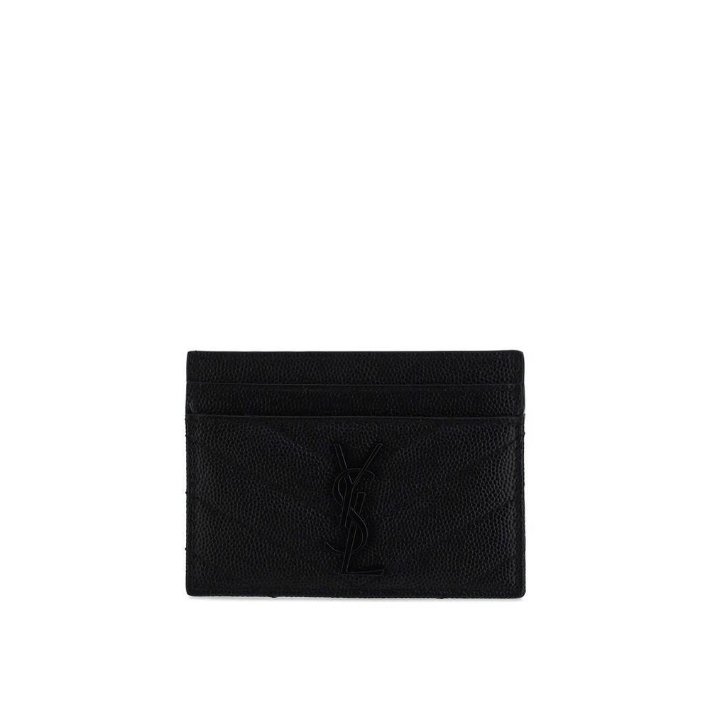 Saint Laurent 100% Calf Leather Bos Taurus card case in black