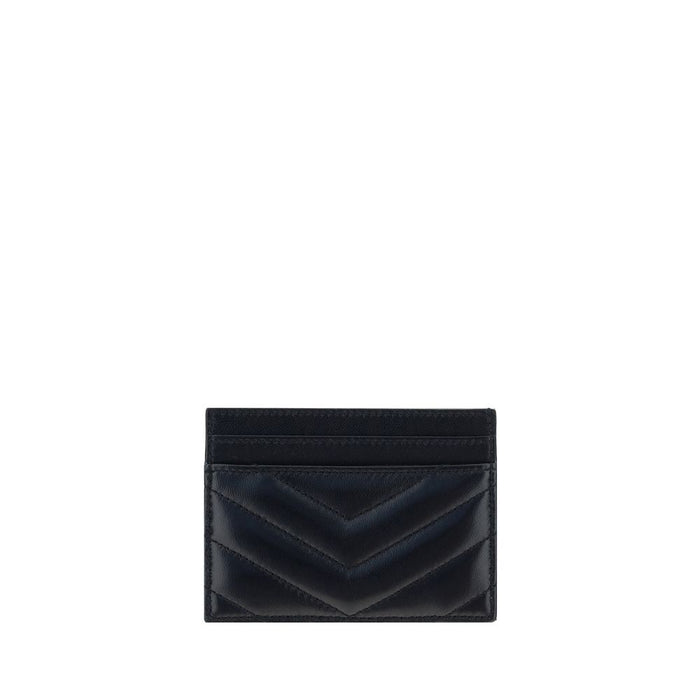 Saint Laurent 100% Lambskin card case in black — view 2