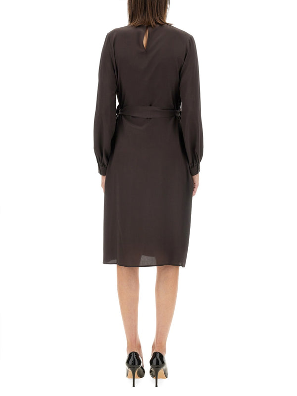 Silk Dress Dark Brown