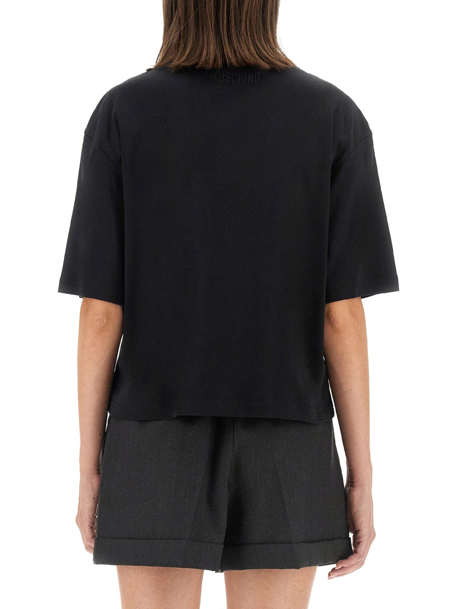 Logo Cropped T-Shirt Black Cotton T-shirts