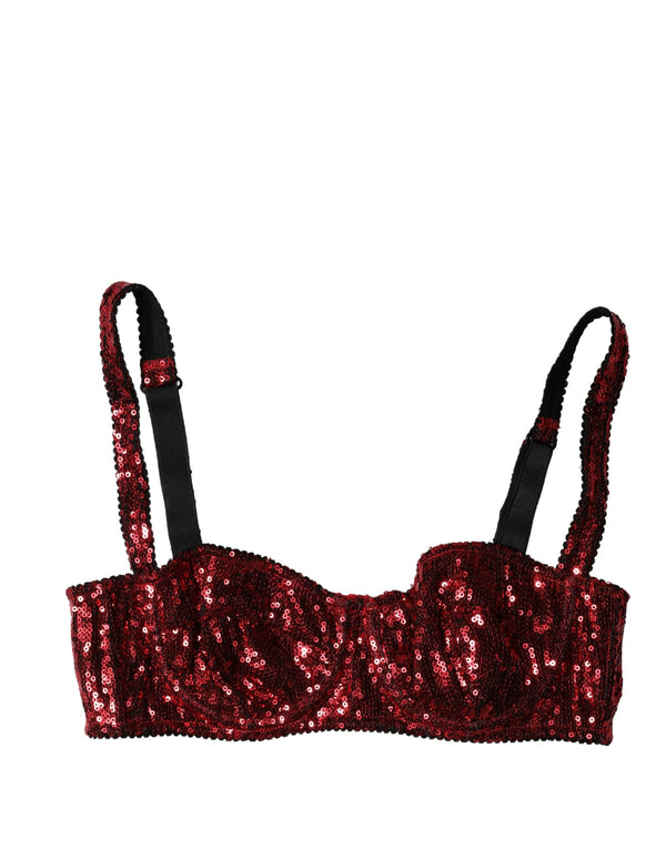 Dolce & Gabbana 100% Nylon; Lining: 92% Silk balconette bra in red