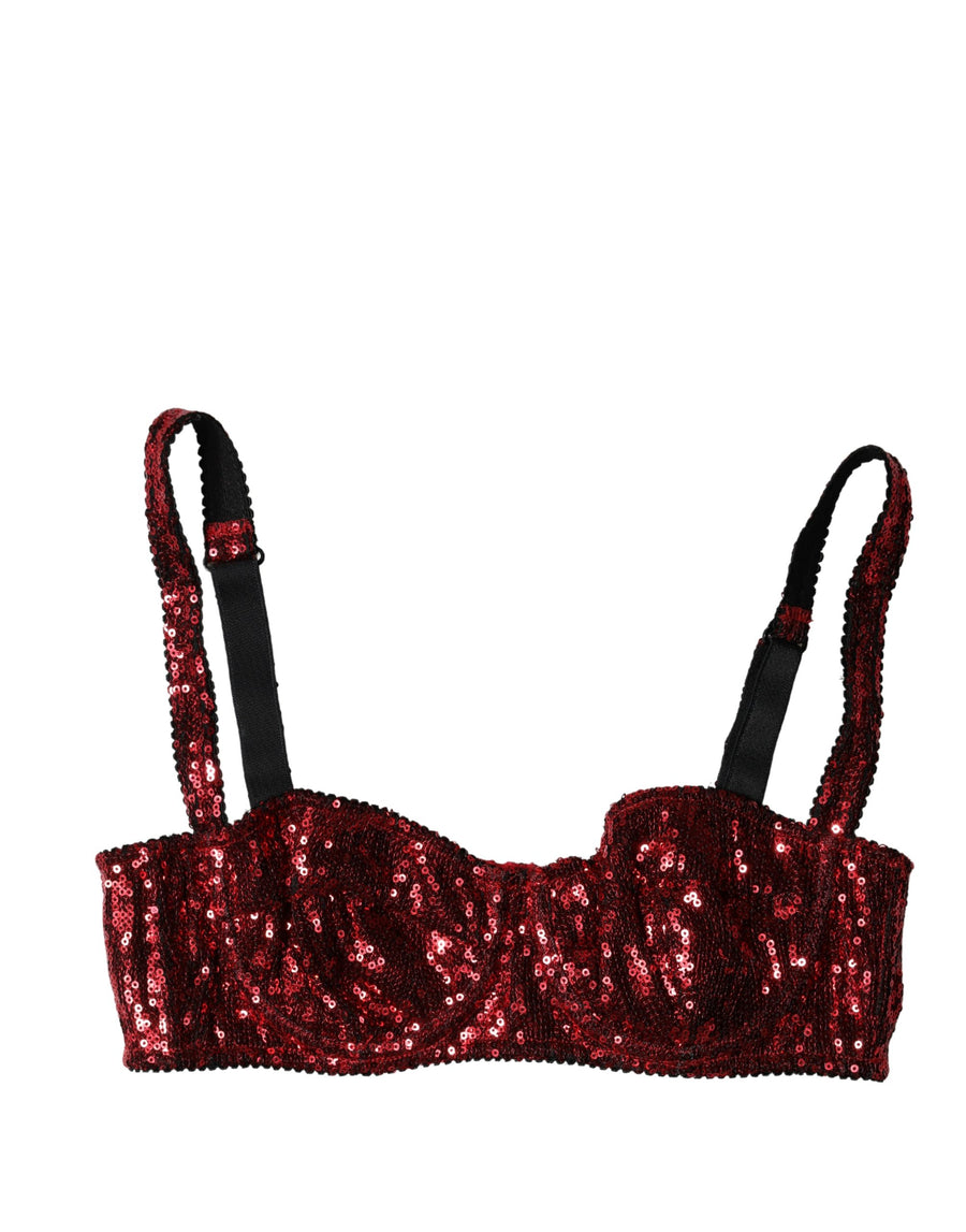 Dolce & Gabbana 100% Nylon; Lining: 92% Silk balconette bra in red