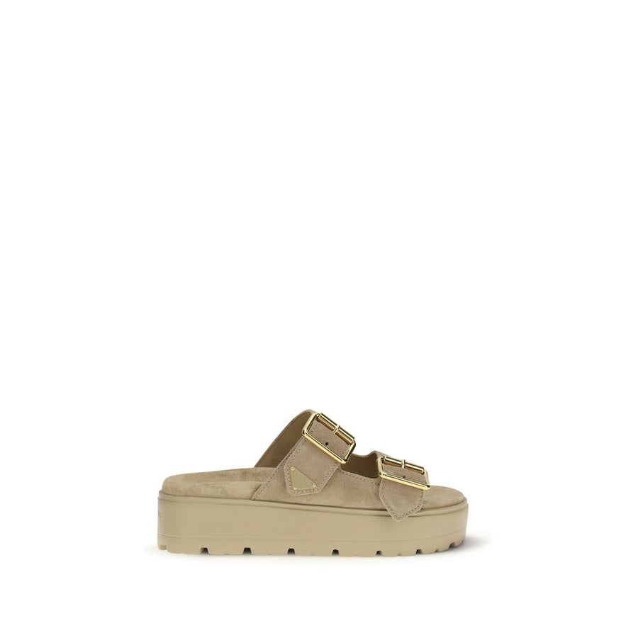 Prada Upper 100% Calf Leather Bos Taurus platform sandal in beige