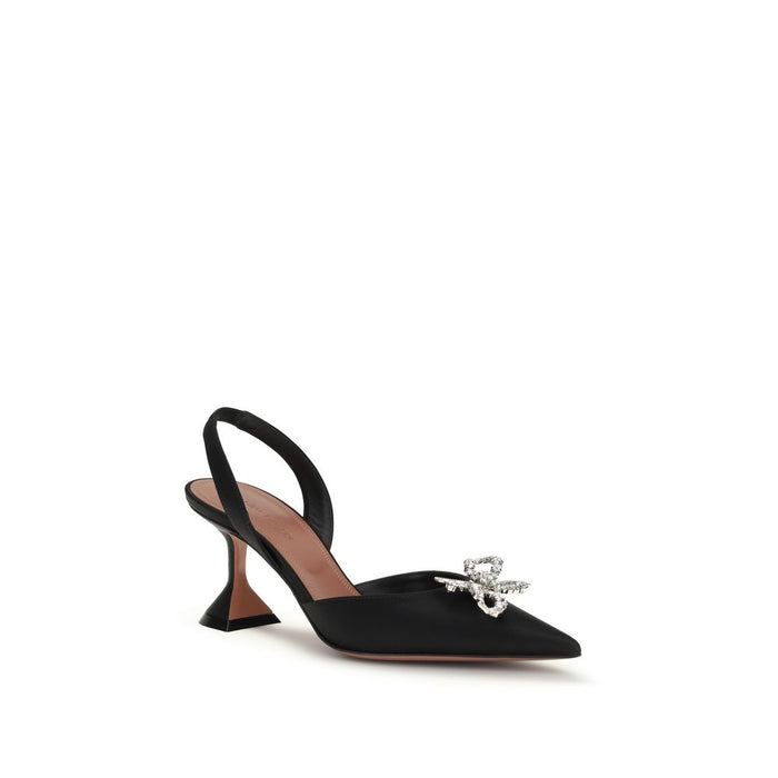 Amina Muaddi Upper 100% Silk heel in black — view 2