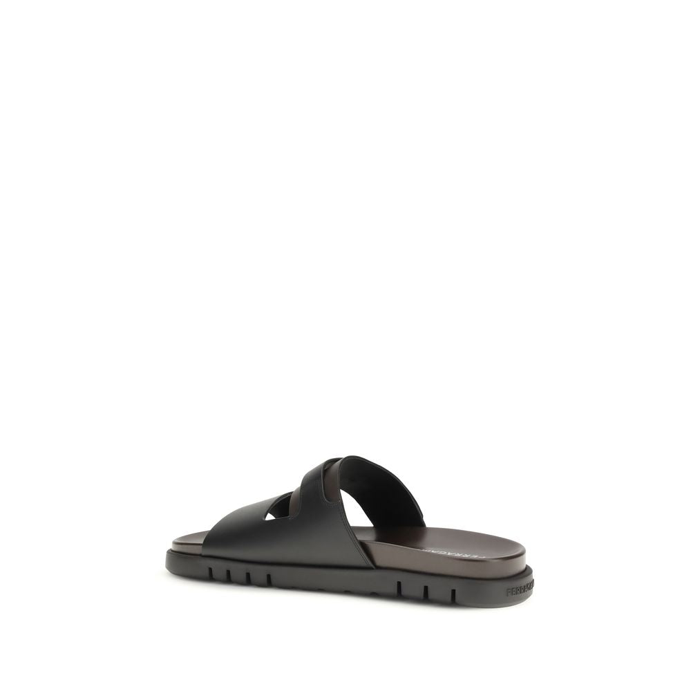 Ferragamo UPPER 100% Calf Leather Bos Taurus SOLE 100% Rubber sandal in black — view 3