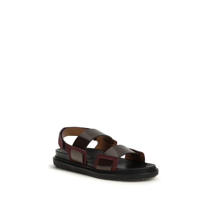 Marni Upper: 100% Calf Leather Bos Taurus; Sole: 100% Rubber sandals in black — view 2
