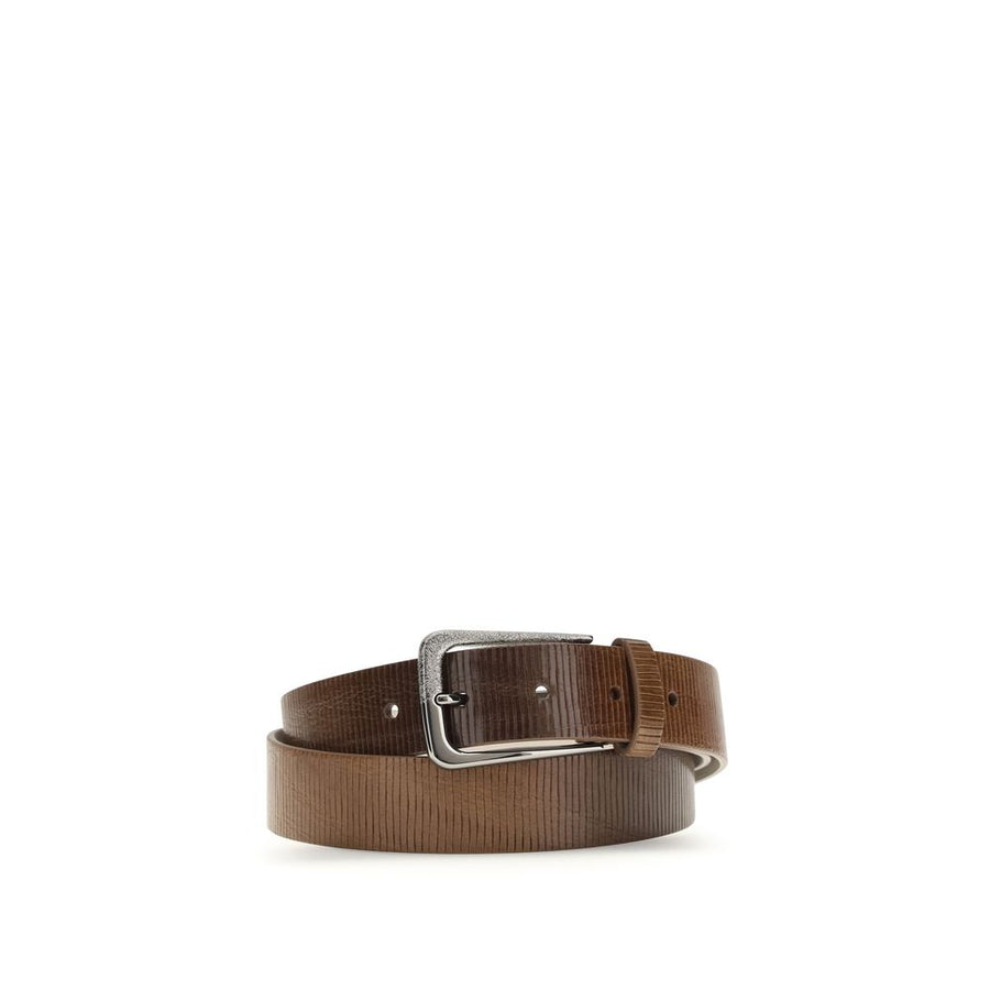 Brunello Cucinelli 100% Calf Leather Bos Taurus belt in brown