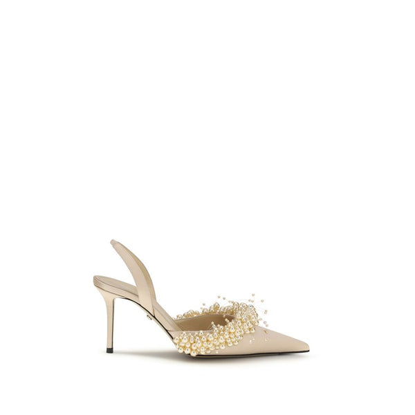 Mach & Mach 100% Silk slingback heel in beige