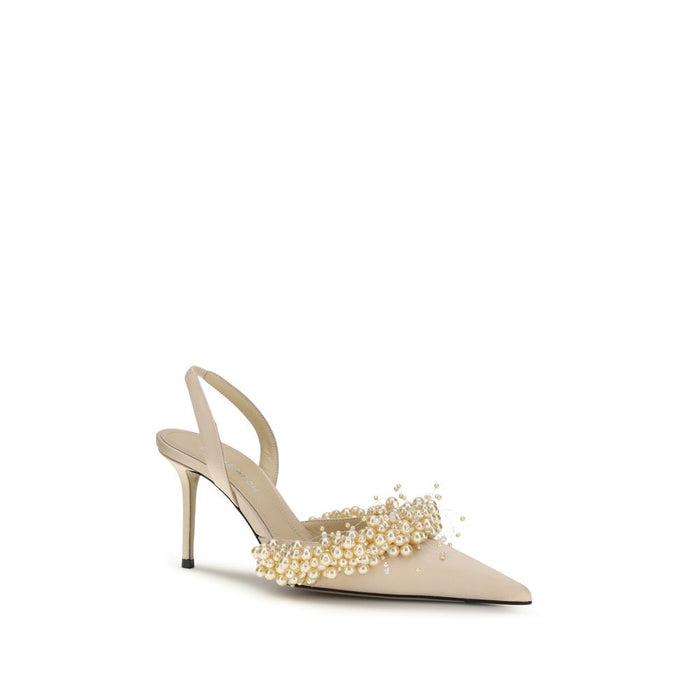 Mach & Mach 100% Silk slingback heel in beige — view 2