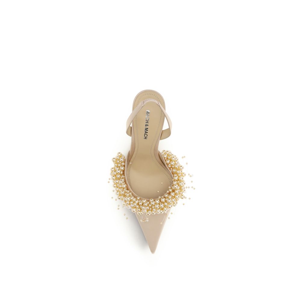 Mach & Mach 100% Silk slingback heel in beige — view 4