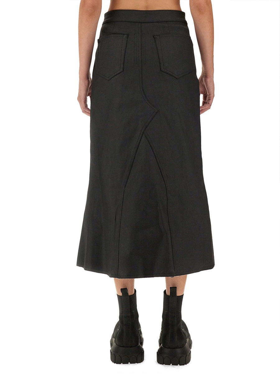 Denim Skirt Black Cotton