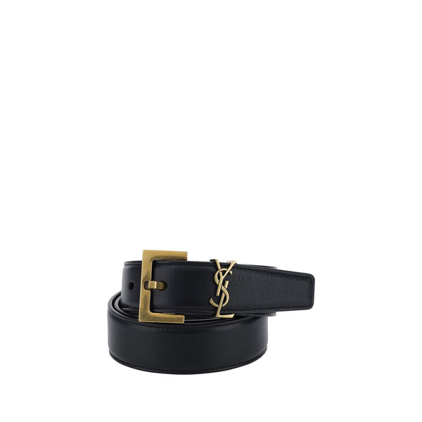 Saint Laurent 100% Calf Leather Bos Taurus belt in black