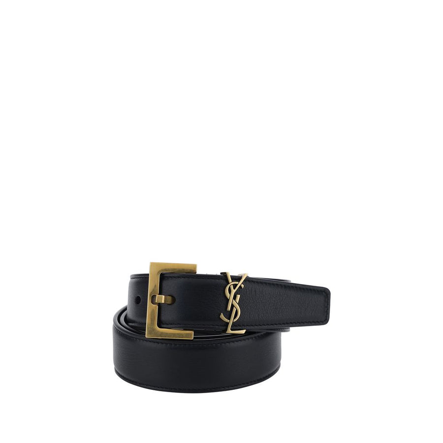 Saint Laurent 100% Calf Leather Bos Taurus belt in black