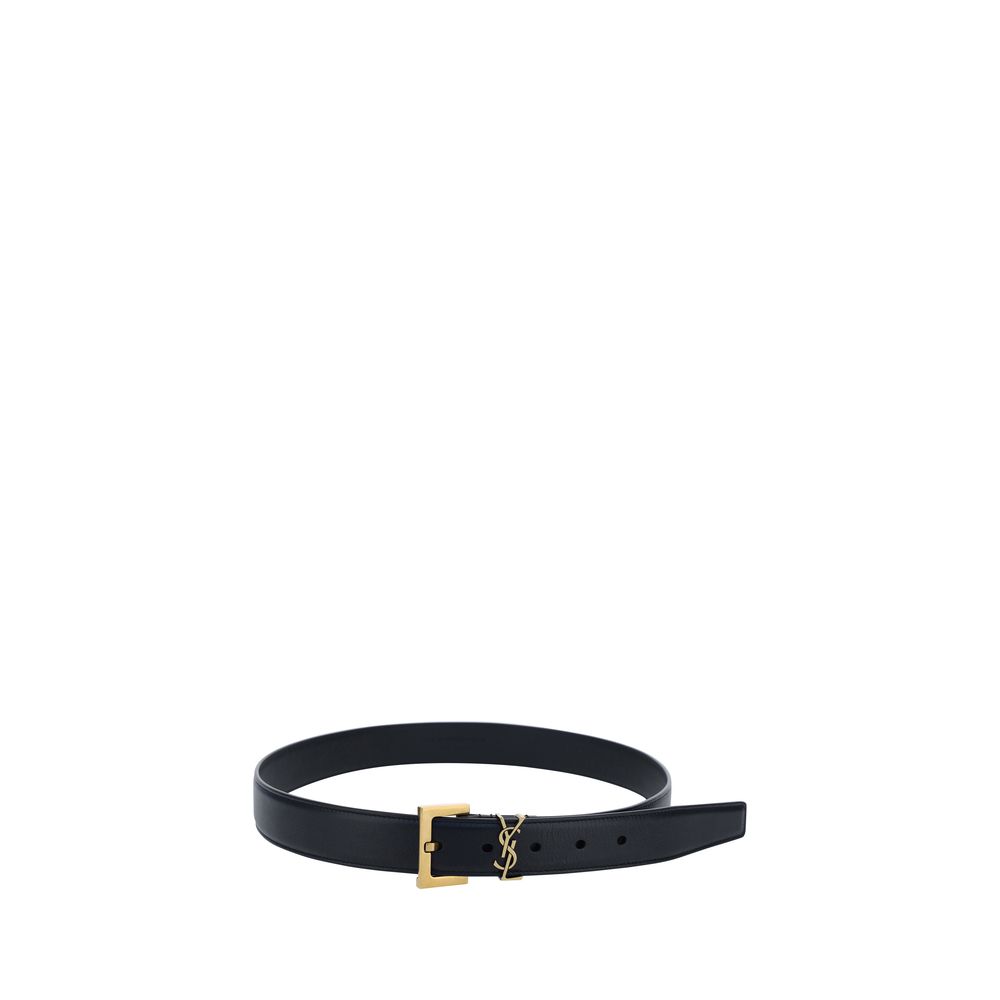 Saint Laurent 100% Calf Leather Bos Taurus belt in black — view 2