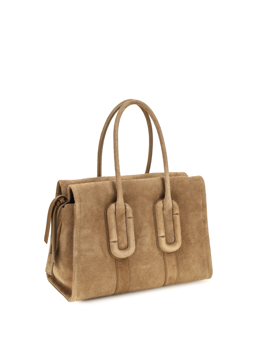 Tote Handbag Babe City Hazelnut Suede Calf Leather Shoulder Bags
